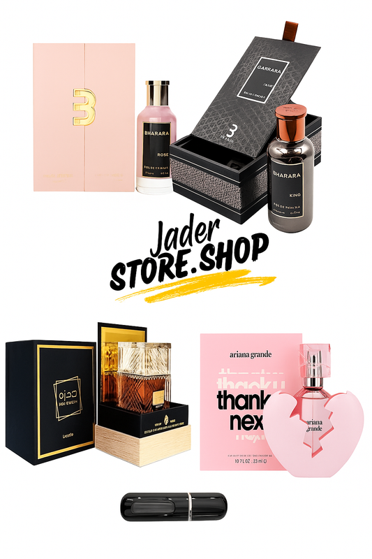 Super Combo: 4 Perfumes con estuche de Lujo Calidad Premium BHARARA ROSE, LATTAFA KHAMRAH, BHARARA KING, THANK U NEXT MAS 1 PERFUMERO RECARGABLE